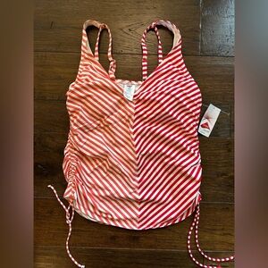 Lands End Red and White Striped Tankini- size 14 Long